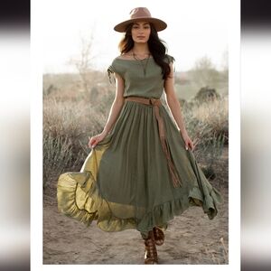 Joyfolie Mia Dress, Olive, with Belt